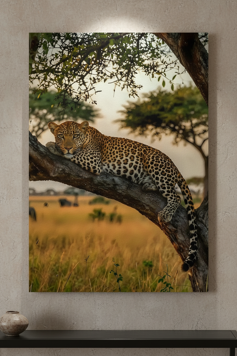 Leopard Resting on a Tree Branch