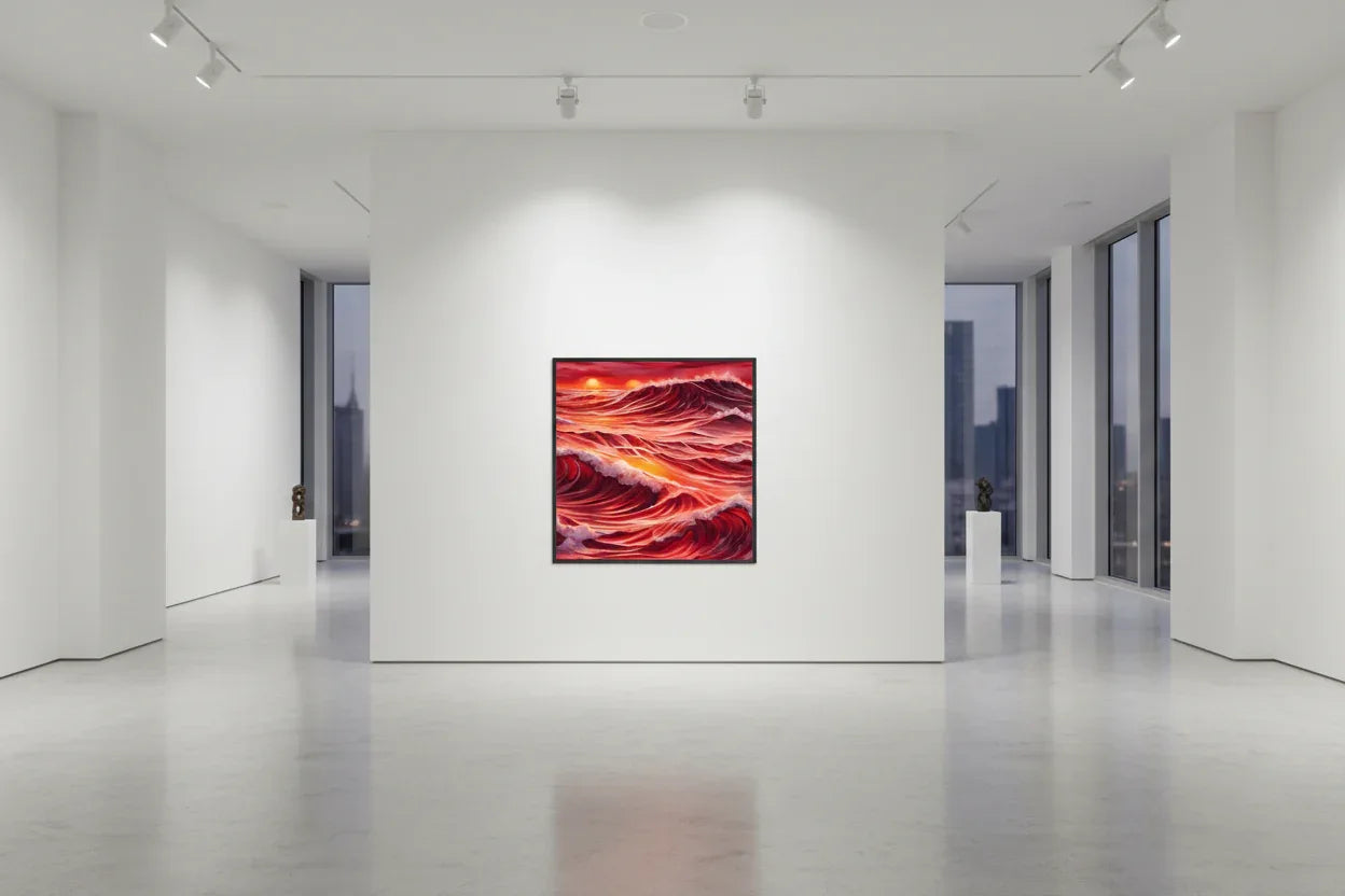 Fiery Ocean Wawes at Sunset - Esmonbijouart 