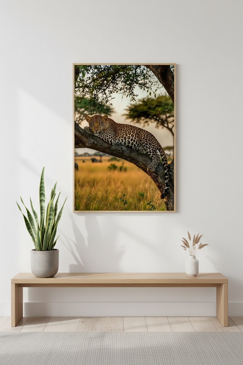 Leopard Resting on a Tree Branch