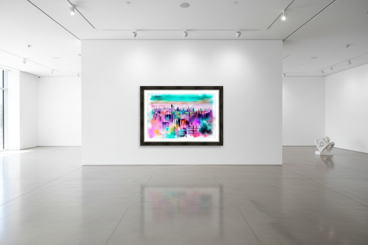 Electric Dreams Cityscape - Art Gallery Mockup
