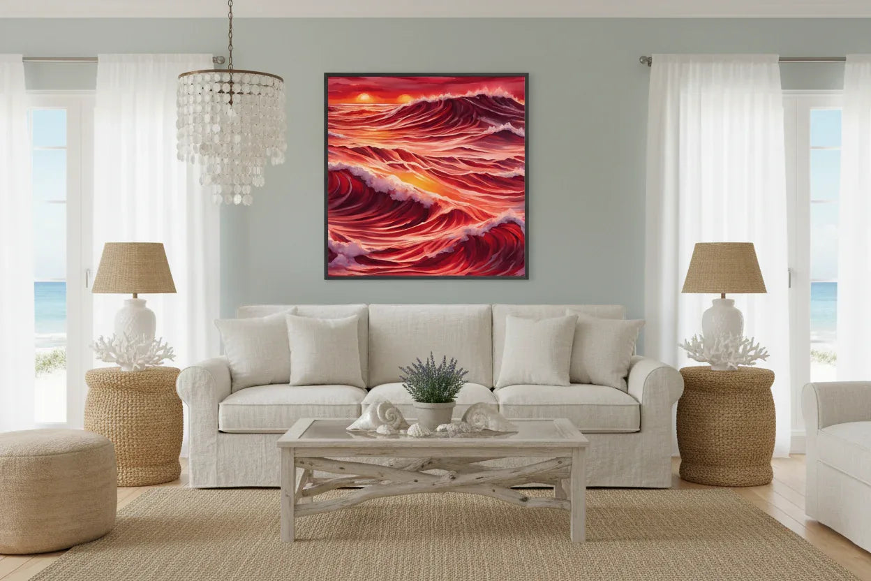 Fiery Ocean Wawes at Sunset - Esmonbijouart 
