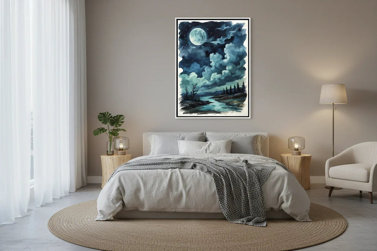 Moonlit Night Over Tranquil River - Esmonbijouart 