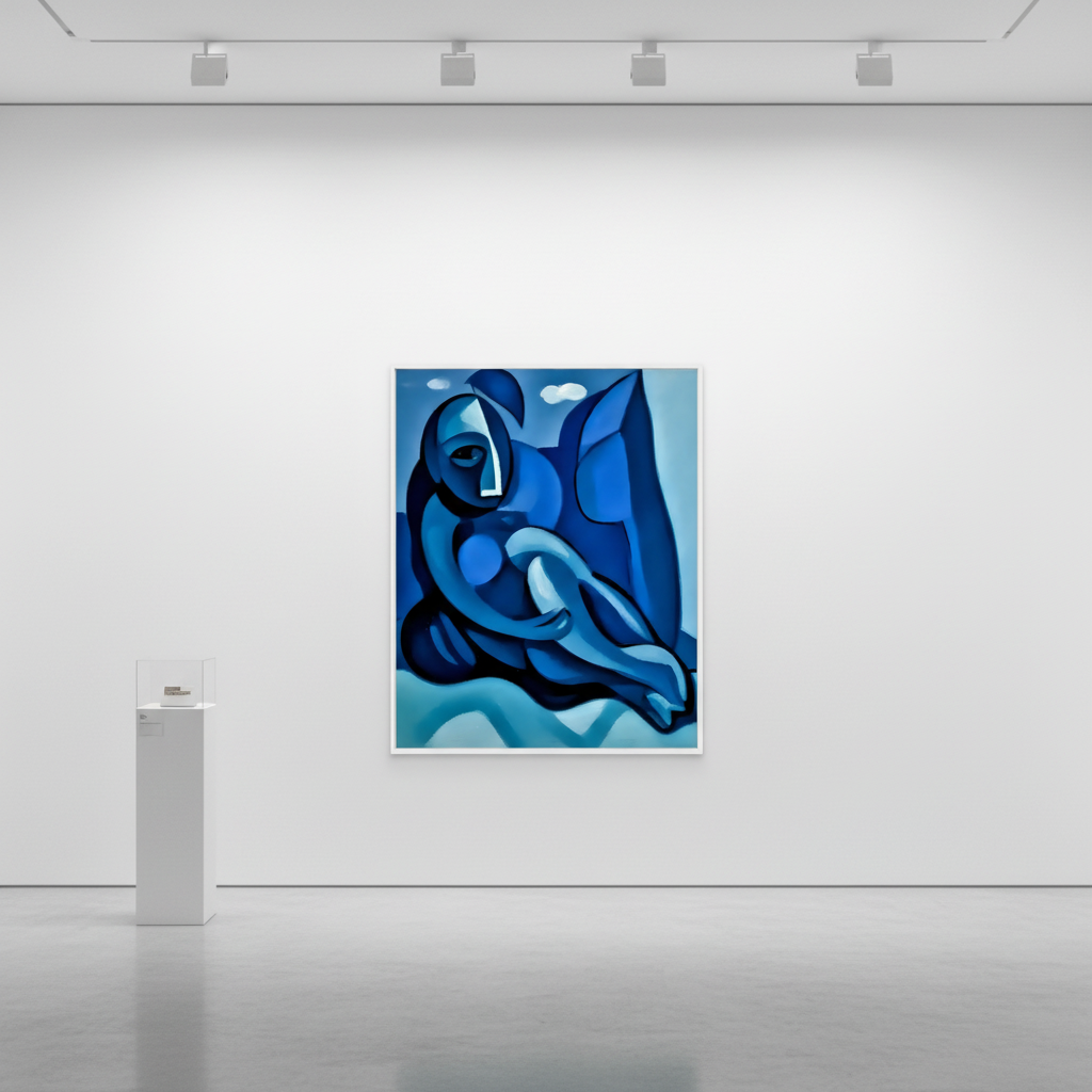 Abstract Blue Figure - Art Gallery Mockup