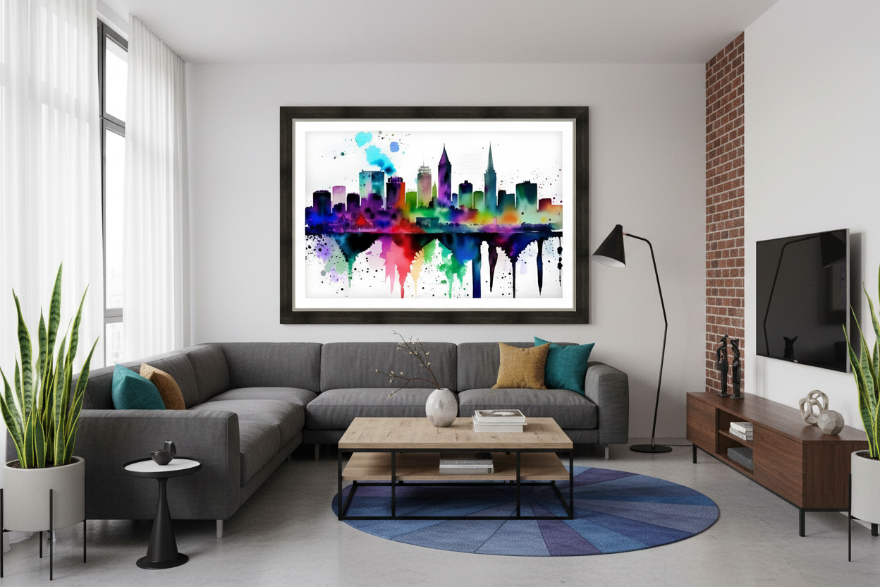 City 4 - Stylish Living Room Mockup