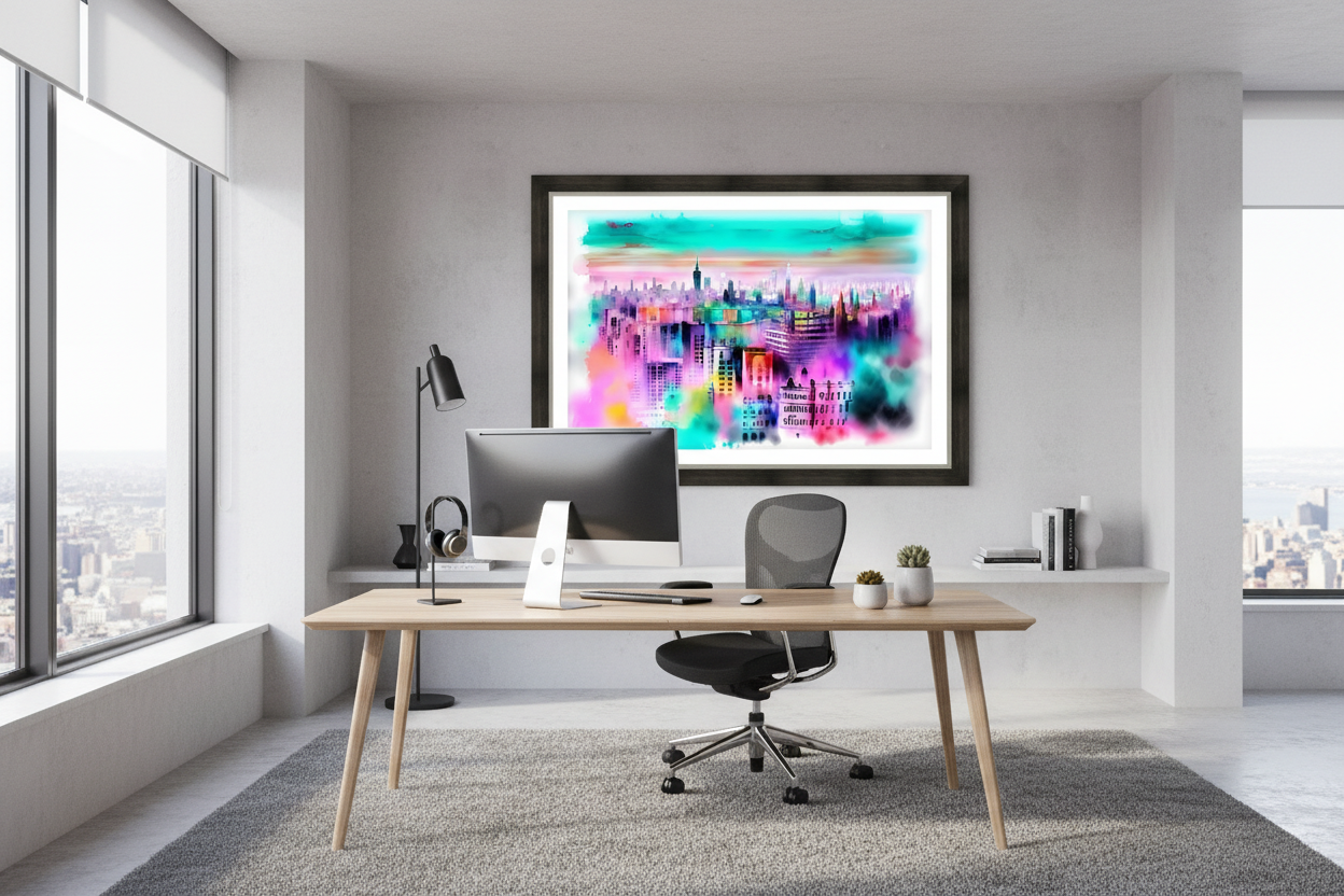Electric Dreams Cityscape - Contemporary Office Mockup