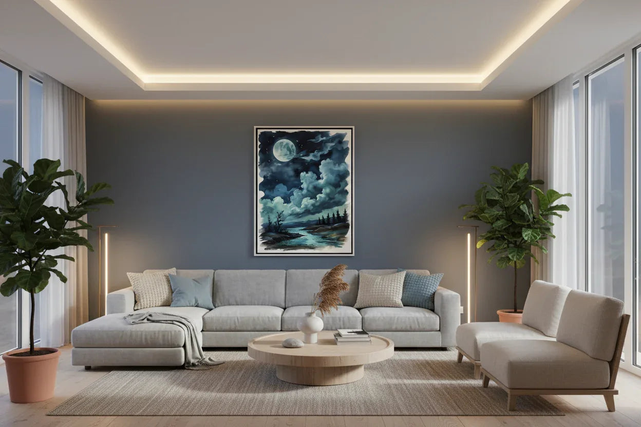 Moonlit Night Over Tranquil River - Esmonbijouart 