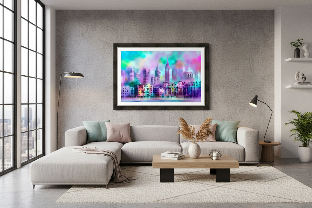 Dreamy Pastel Cityscape - Urban Loft Mockup