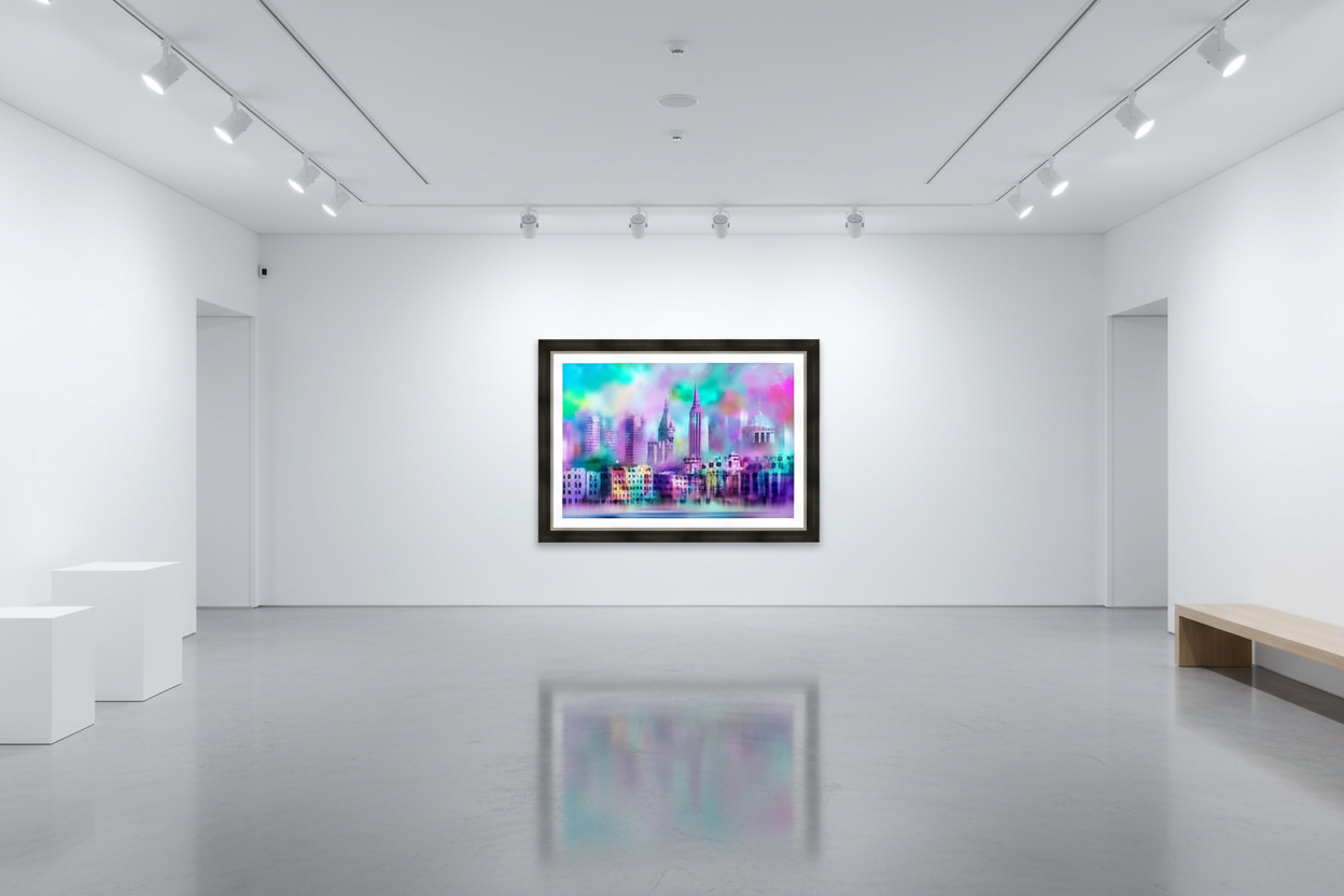 Dreamy Pastel Cityscape - Art Gallery Mockup