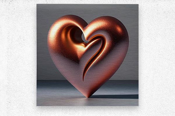 Copper rose gold sculptural heart wall art square canvas print