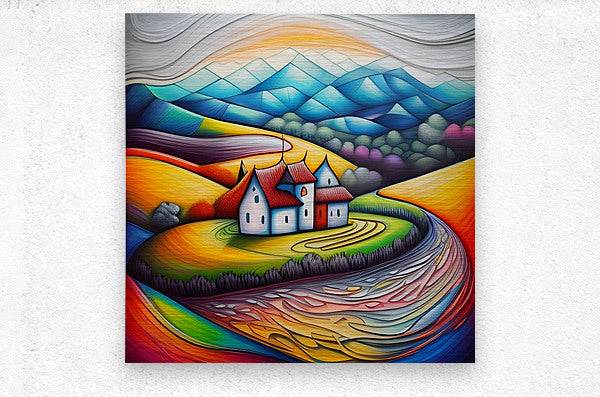 Art 452 - Op-Art-Surrealism-Village-Hypnotic-Colorful - Esmonbijouart 
