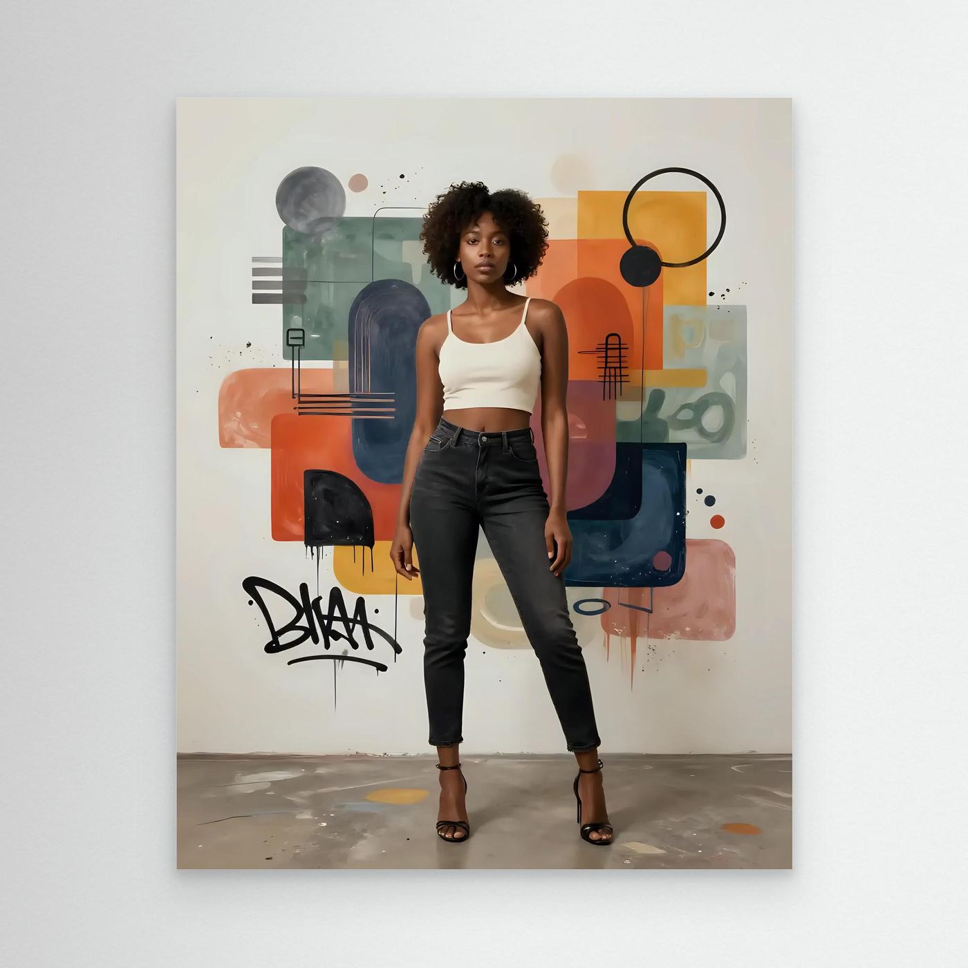 Fashion Model with Abstract Background 