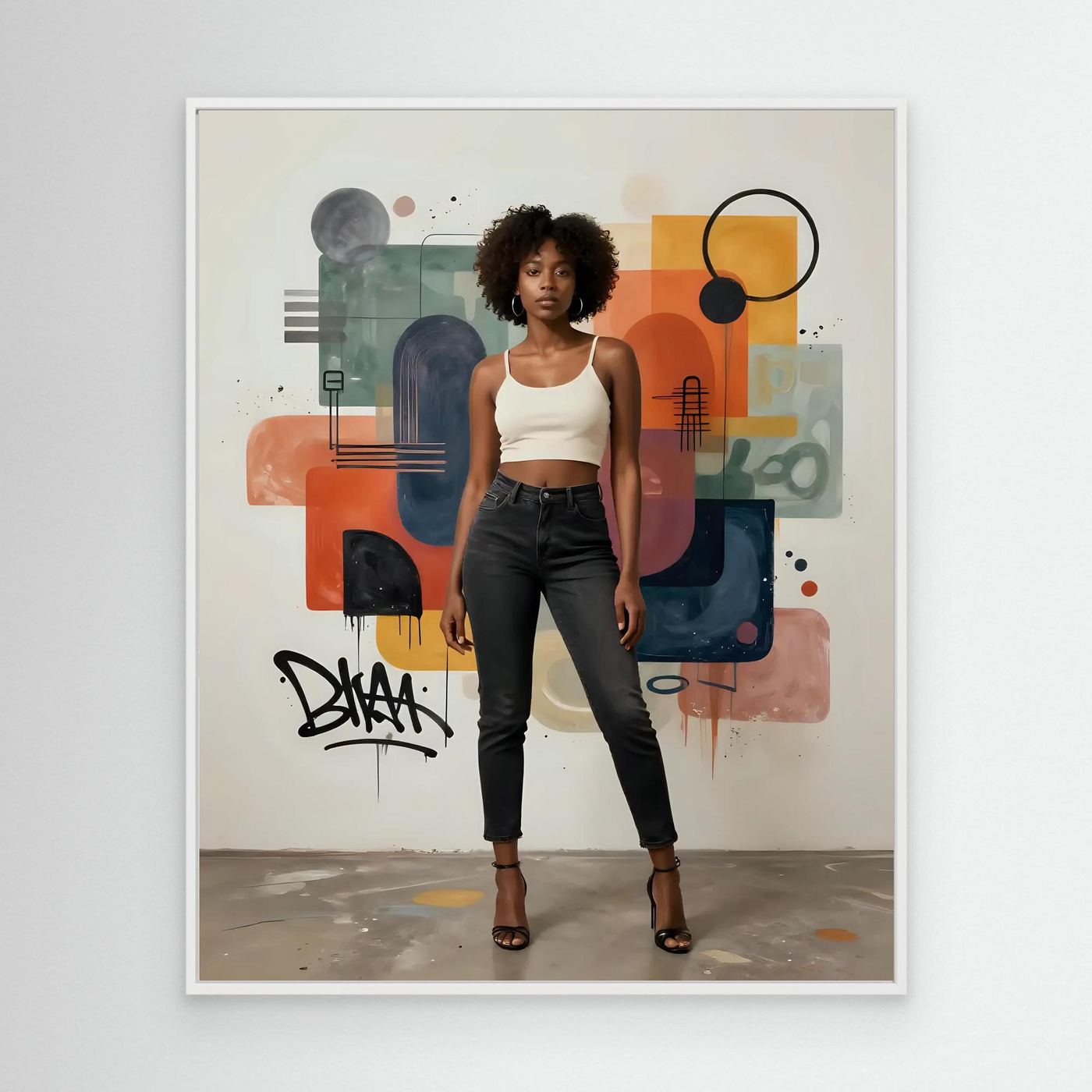 Fashion Model with Abstract Background 
