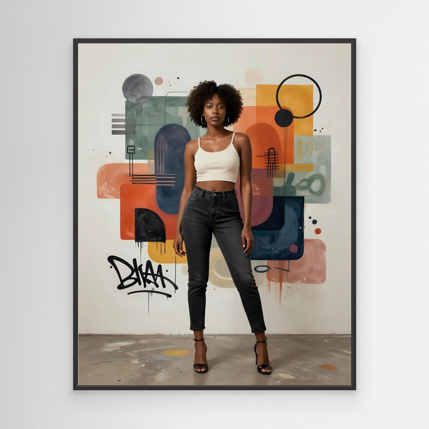 Fashion Model with Abstract Background 