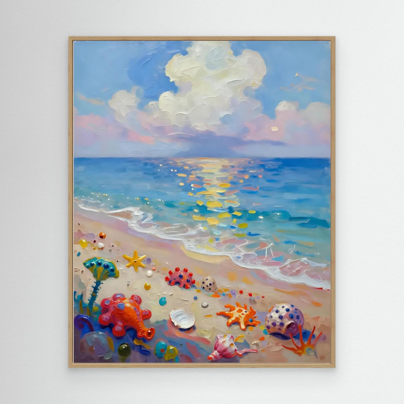 Vibrant Seaside with Colorful Shells 