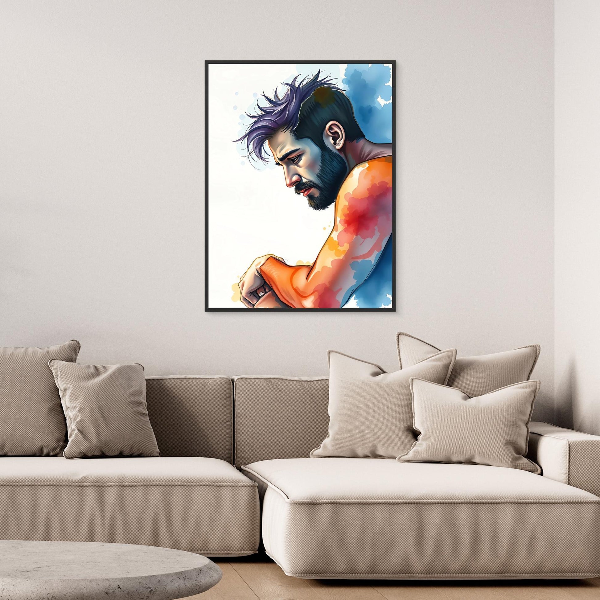 Contemplative Man in Vibrant Colors