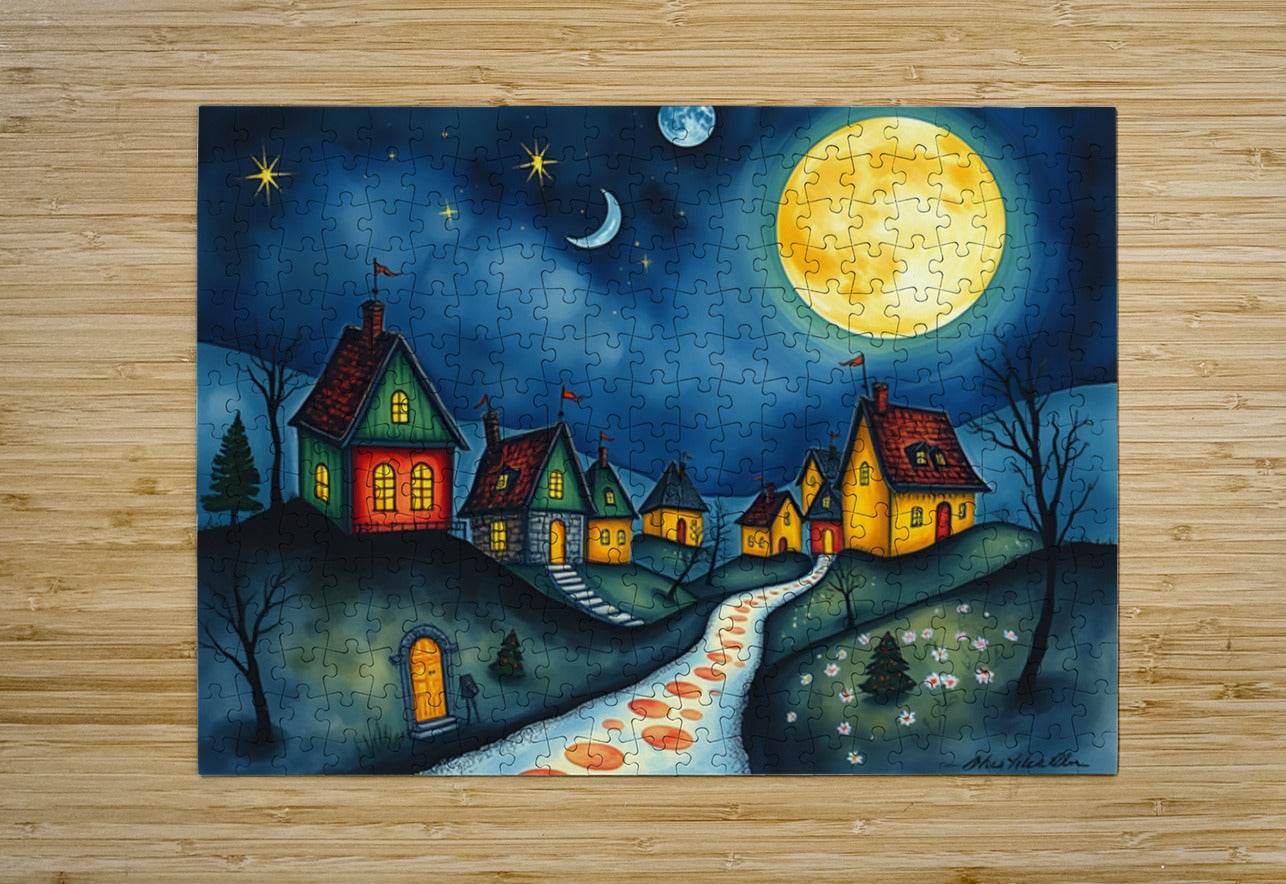 Dreamlike Village 9 - Contemporary-Fairy-Tale-Art-Enchanted-Moonlit - Esmonbijouart 