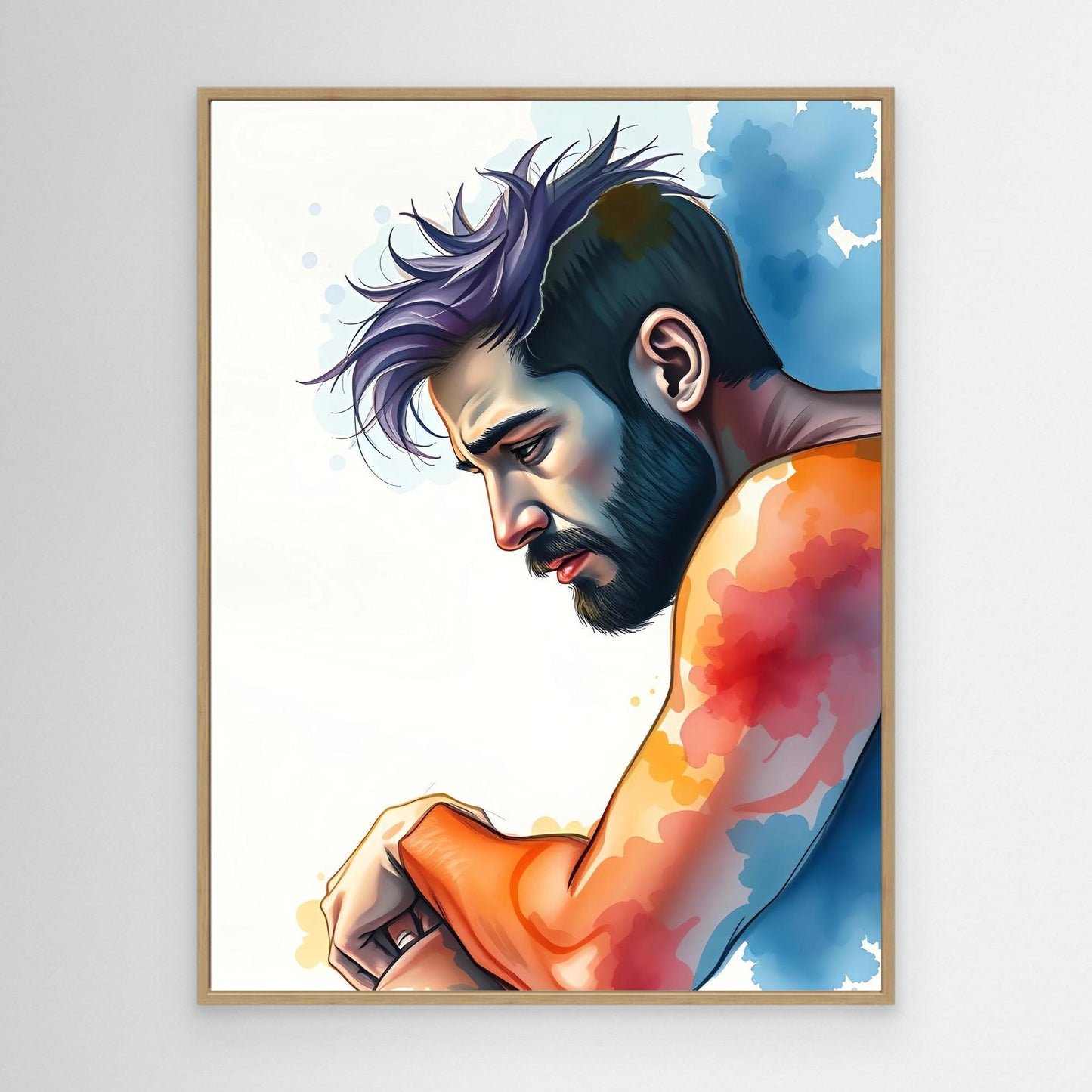 Contemplative Man in Vibrant Colors