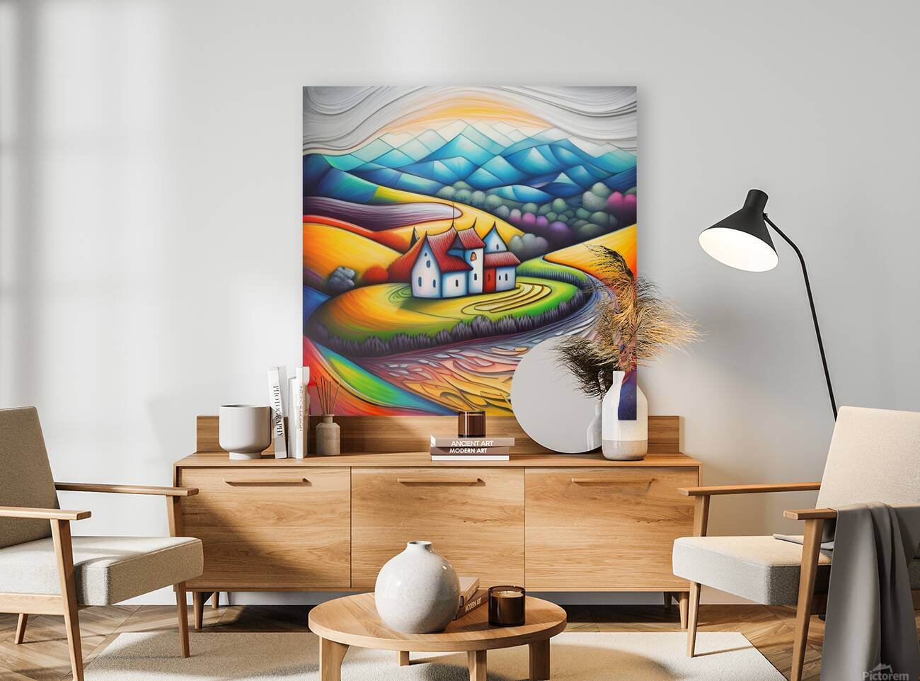 Art 452 - Op-Art-Surrealism-Village-Hypnotic-Colorful - Esmonbijouart 