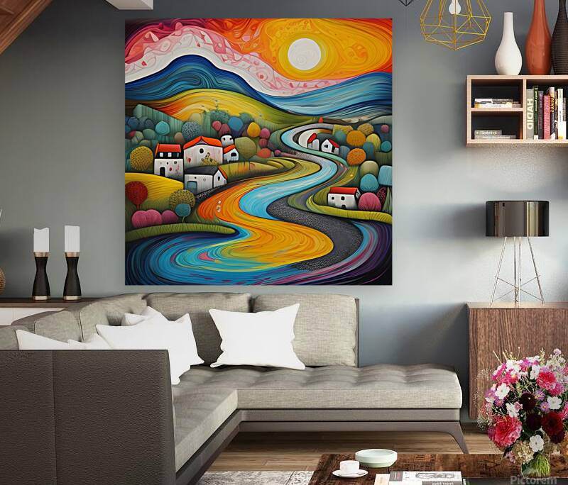 Art 444 - Fantasy-Surrealism-Village-Dreamscape-Colorful - Esmonbijouart 