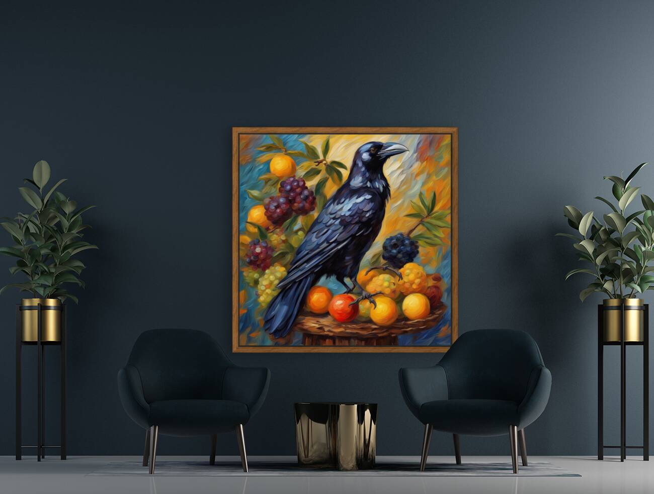 Crow and Fruit Still Life