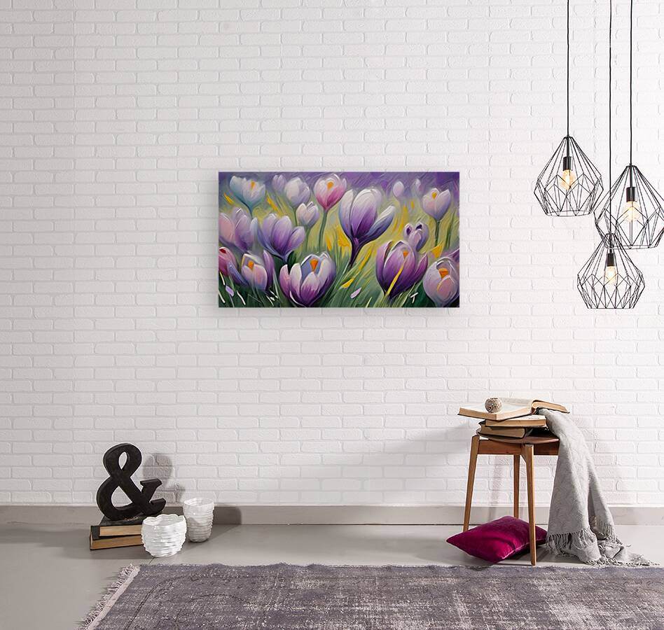 Small tulip floral print with purple, white and pink flowers on green stems