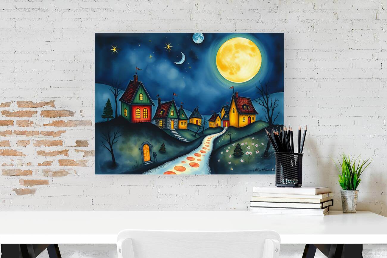 Dreamlike Village 9 - Contemporary-Fairy-Tale-Art-Enchanted-Moonlit - Esmonbijouart 