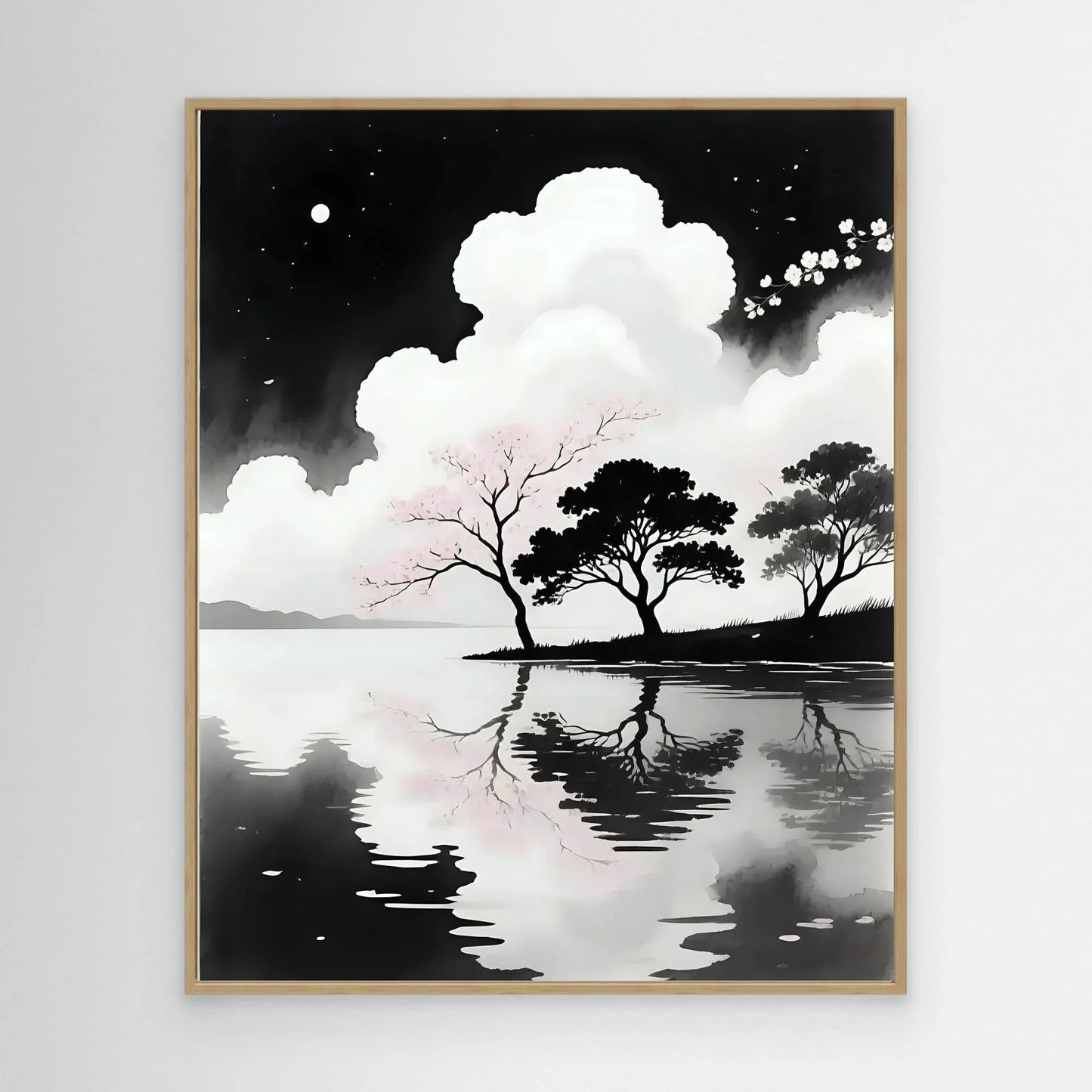 Moon Lake with Cherry Blossoms - Esmonbijouart 