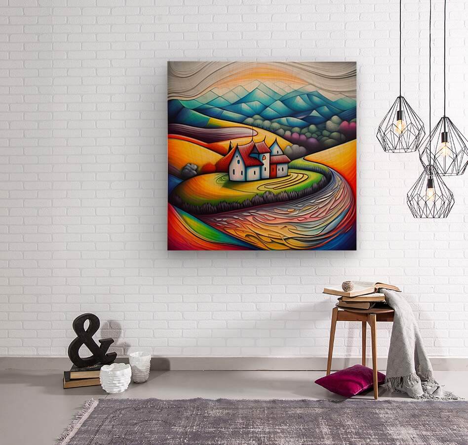 Art 452 - Op-Art-Surrealism-Village-Hypnotic-Colorful - Esmonbijouart 