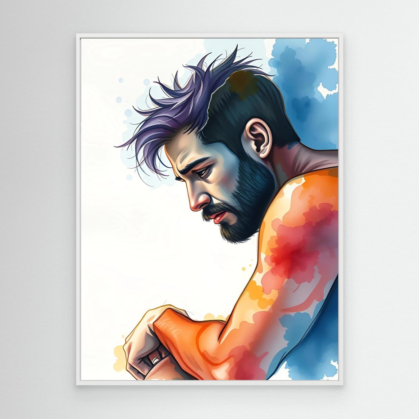 Contemplative Man in Vibrant Colors