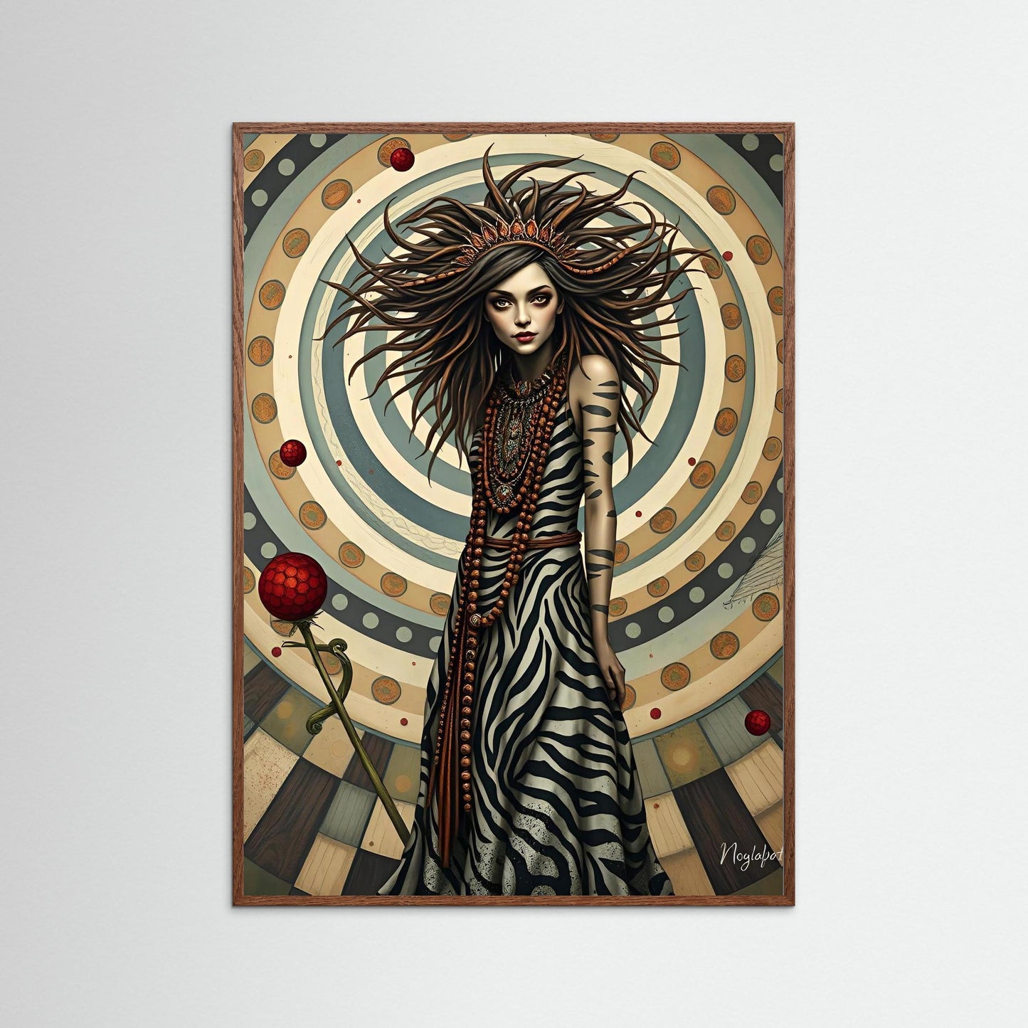 Ethereal Woman in Zebra Dress