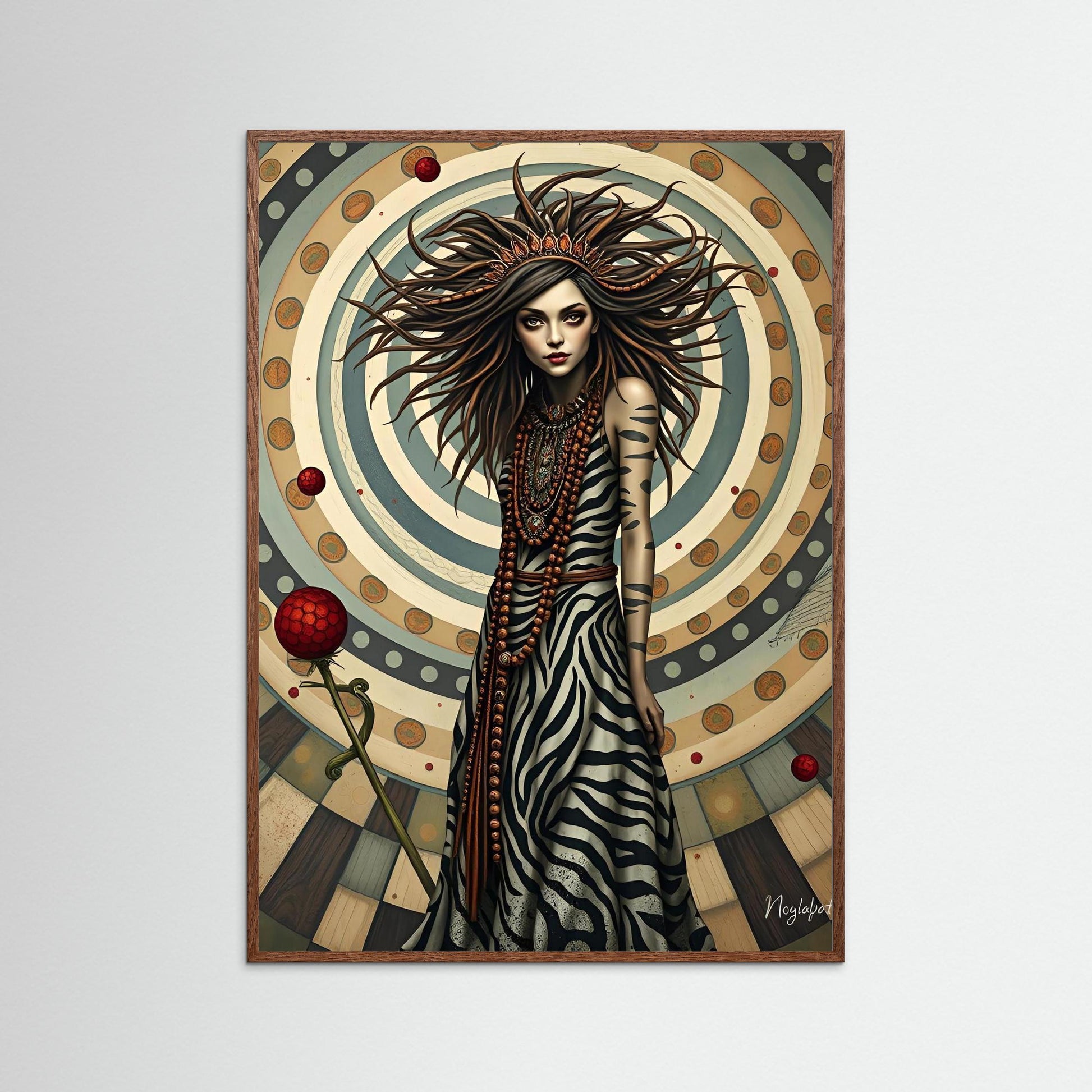 Ethereal Woman in Zebra Dress