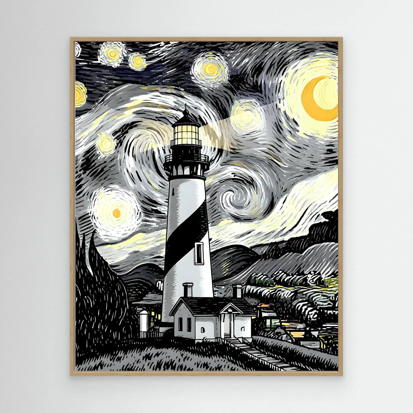 Lighthouse Under Starry Sky - Esmonbijouart 